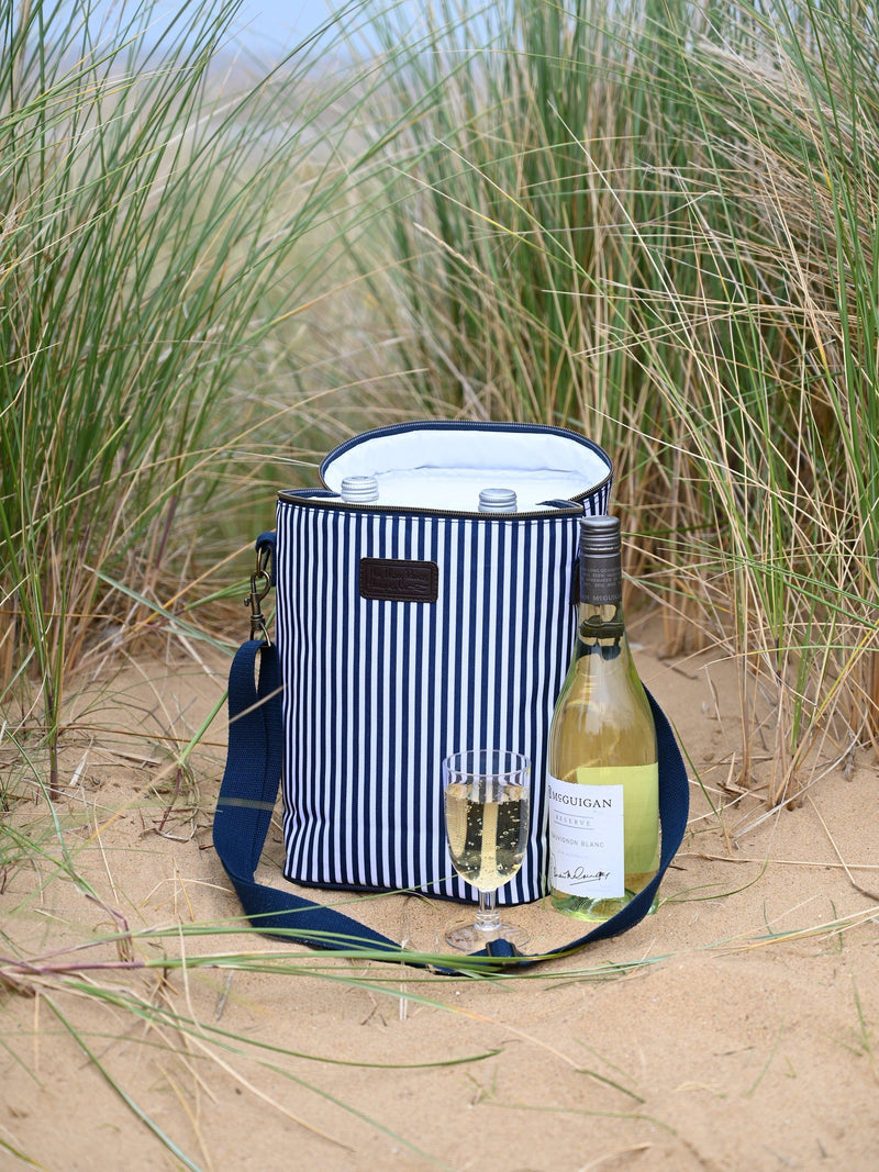 Navigate Three Rivers striped picnic cooler bag navy (British brand)