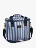 Navigate Three Rivers striped picnic cooler bag 20L navy, imported from the UK
