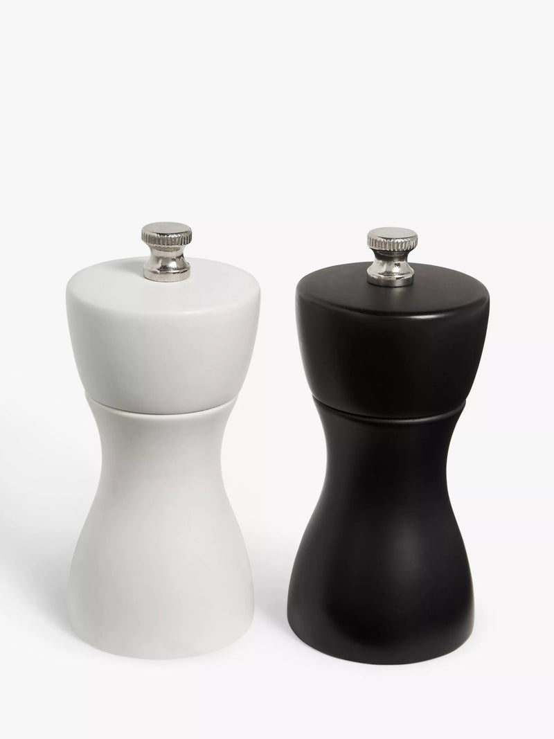 John Lewis salt and pepper mill set black white 10cm (British brand)