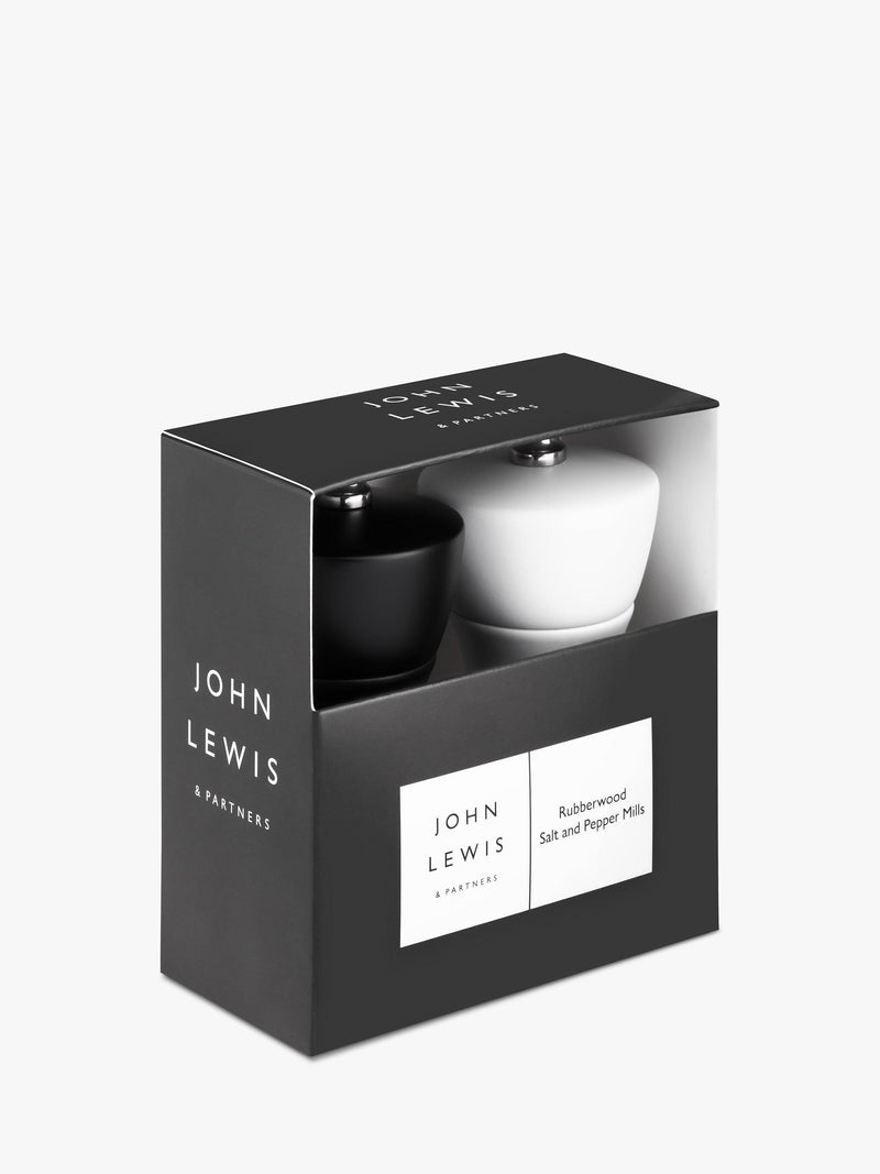 John Lewis salt and pepper mill set black white 10cm (British brand)