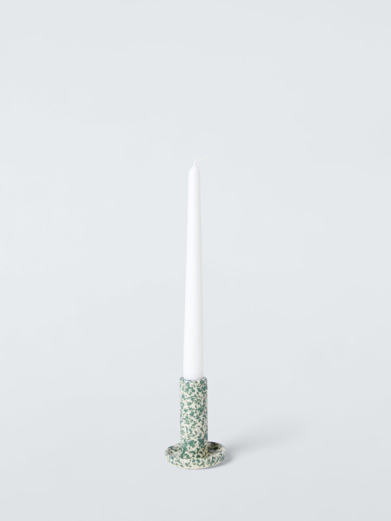 John Lewis speckle green candlestick holder 9.4cm (British brand)