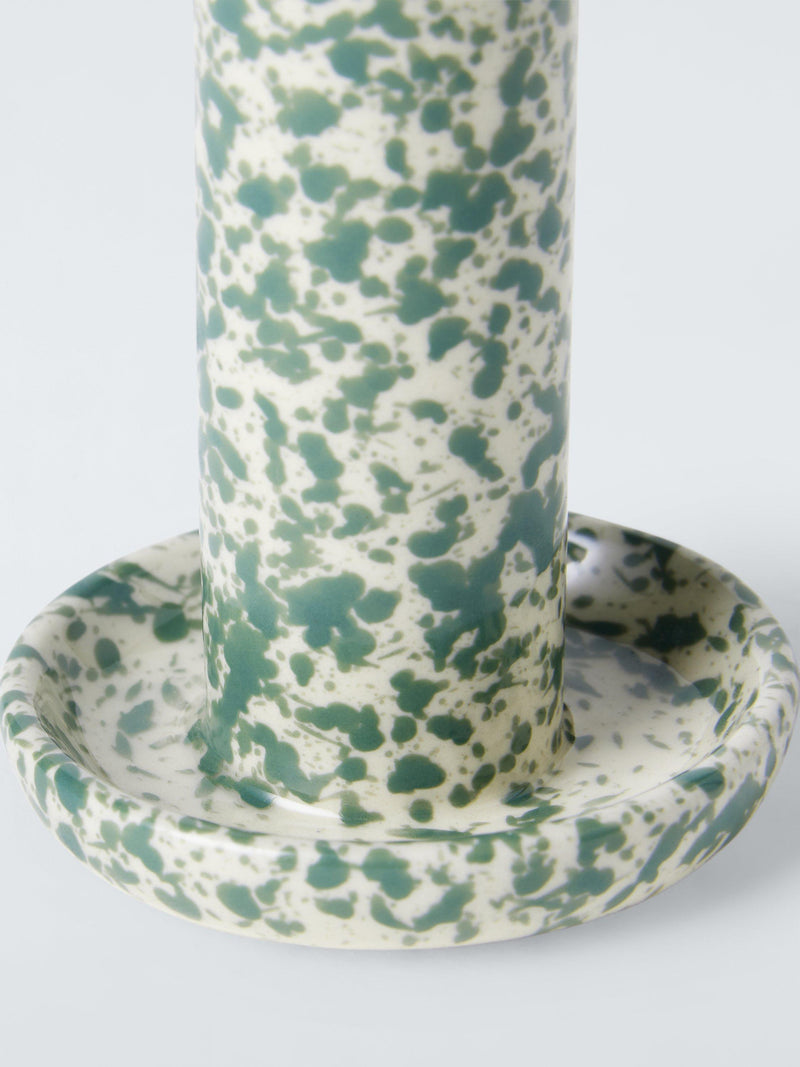 John Lewis speckle green candlestick holder 9.4cm (British brand)
