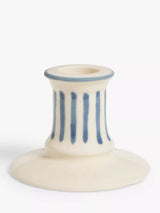 John Lewis John Lewis Stripe Stoneware Candlestick Holder, Blue- Buy online at McGrocer
