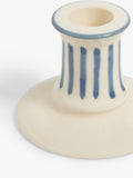 John Lewis blue stoneware candlestick holder 5.7cm, imported from the UK