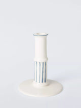 John Lewis John Lewis Stripe Stoneware Dinner Candle Holder Blue- Buy online at McGrocer
