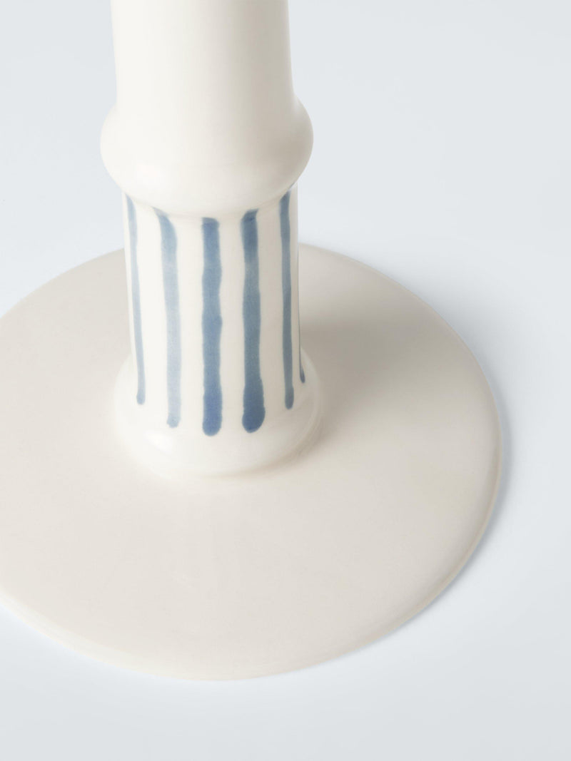 John Lewis stripe stoneware dinner candle holder blue, imported from the UK
