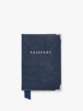 Aspinal of London Saffiano leather passport cover navy, UK version