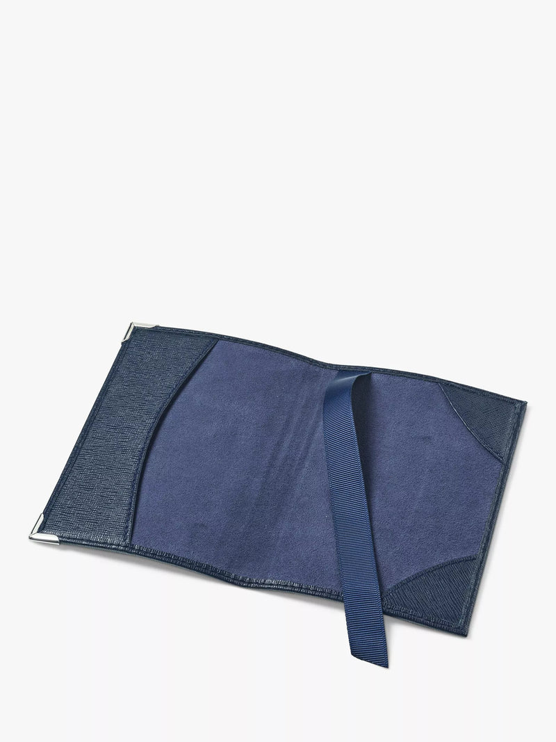 Aspinal of London Saffiano leather passport cover navy, UK version