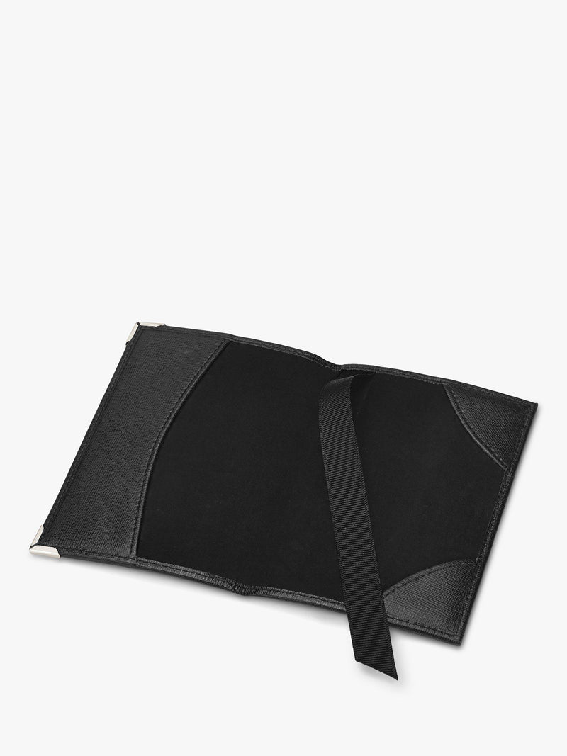 Aspinal of London Saffiano leather passport cover Black, imported from the UK
