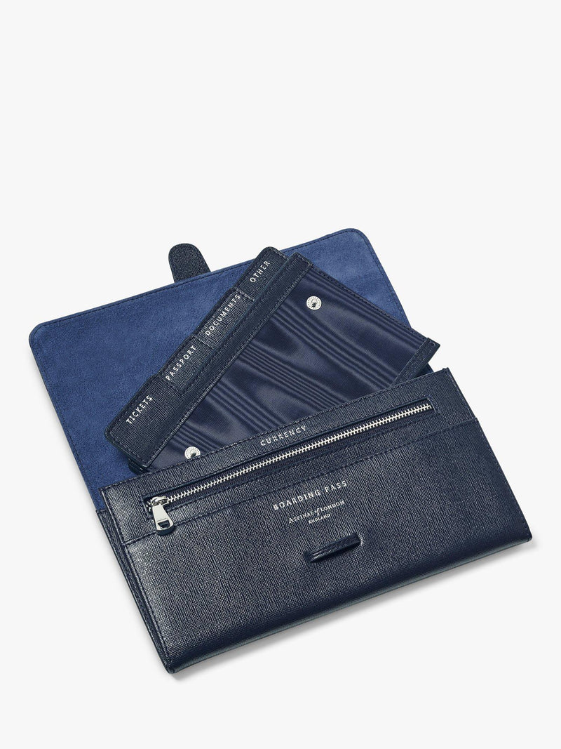 Aspinal of London classic saffiano leather travel wallet, imported from the UK