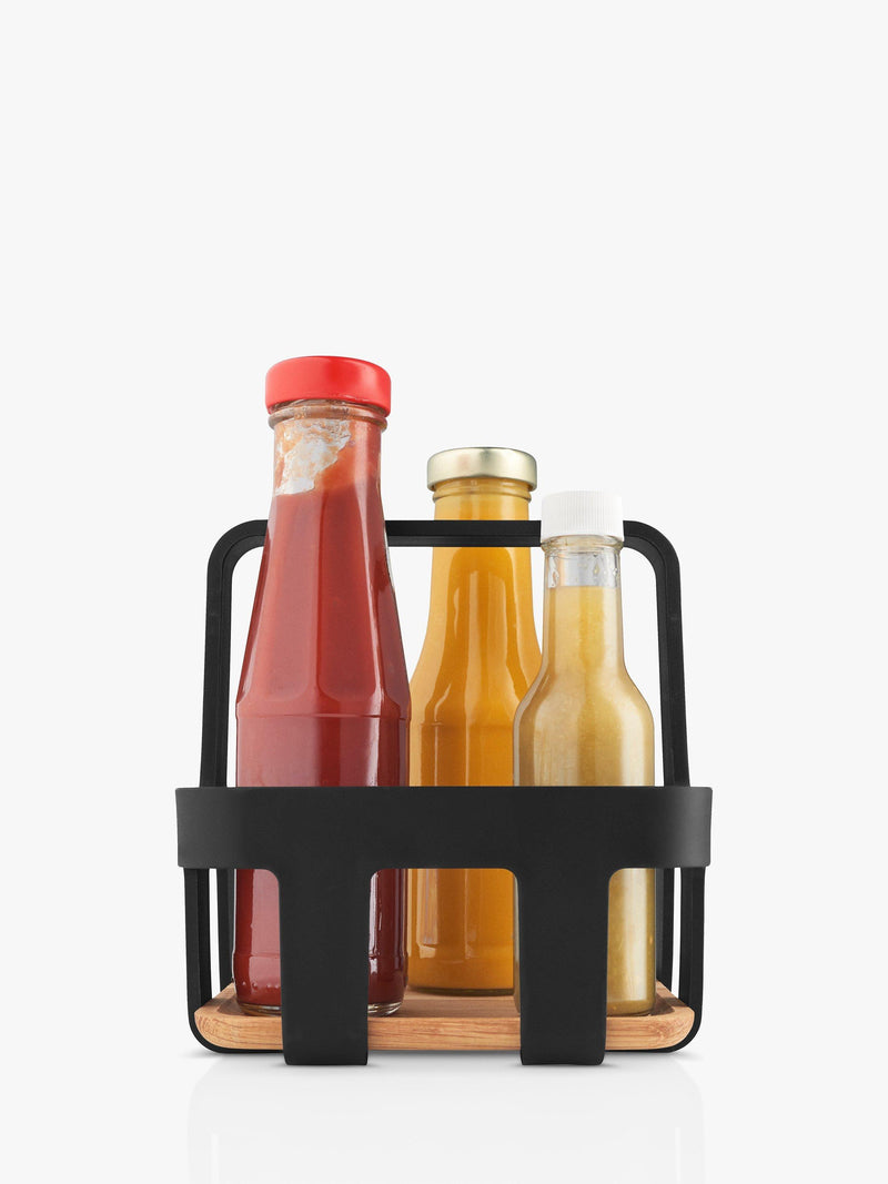 Eva Solo Nordic table condiments caddy black natural oak base, imported from the UK