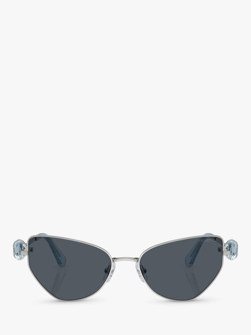 Swarovski women's irregular sunglasses in silver and grey, UK version