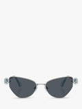 Swarovski women's irregular sunglasses in silver and grey, UK version