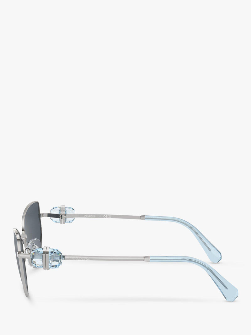 Swarovski women's irregular sunglasses in silver and grey, UK version