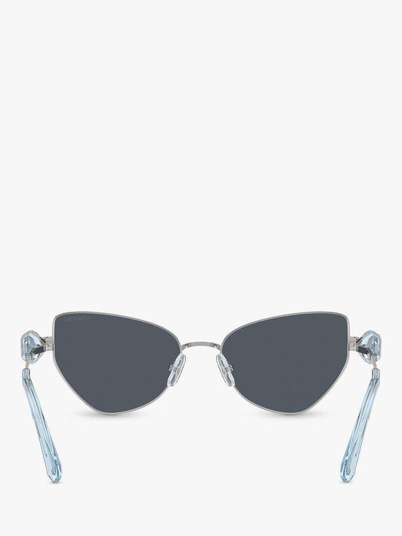 Swarovski women's irregular sunglasses in silver and grey, UK version