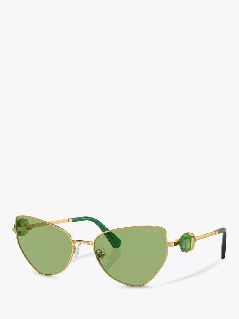 Swarovski irregular butterfly sunglasses gold and green, UK version