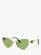 John Lewis Swarovski SK7003 Women's Irregular Butterfly Sunglasses, Gold/Green- Buy online at McGrocer
