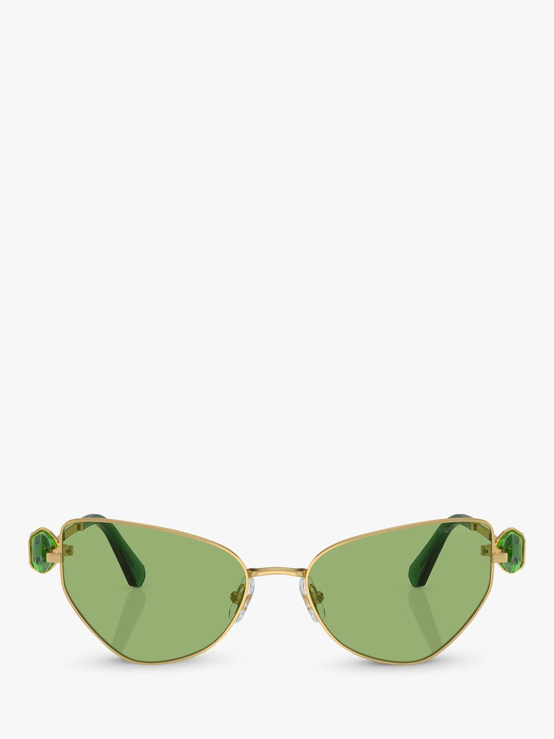 Swarovski irregular butterfly sunglasses gold and green, UK version