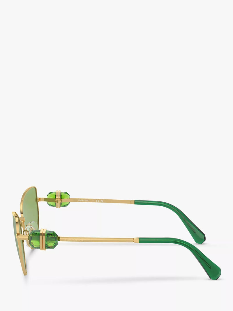 Swarovski irregular butterfly sunglasses gold and green, UK version