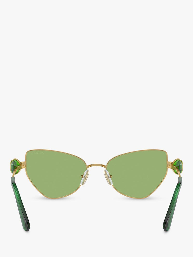 Swarovski irregular butterfly sunglasses gold and green, UK version