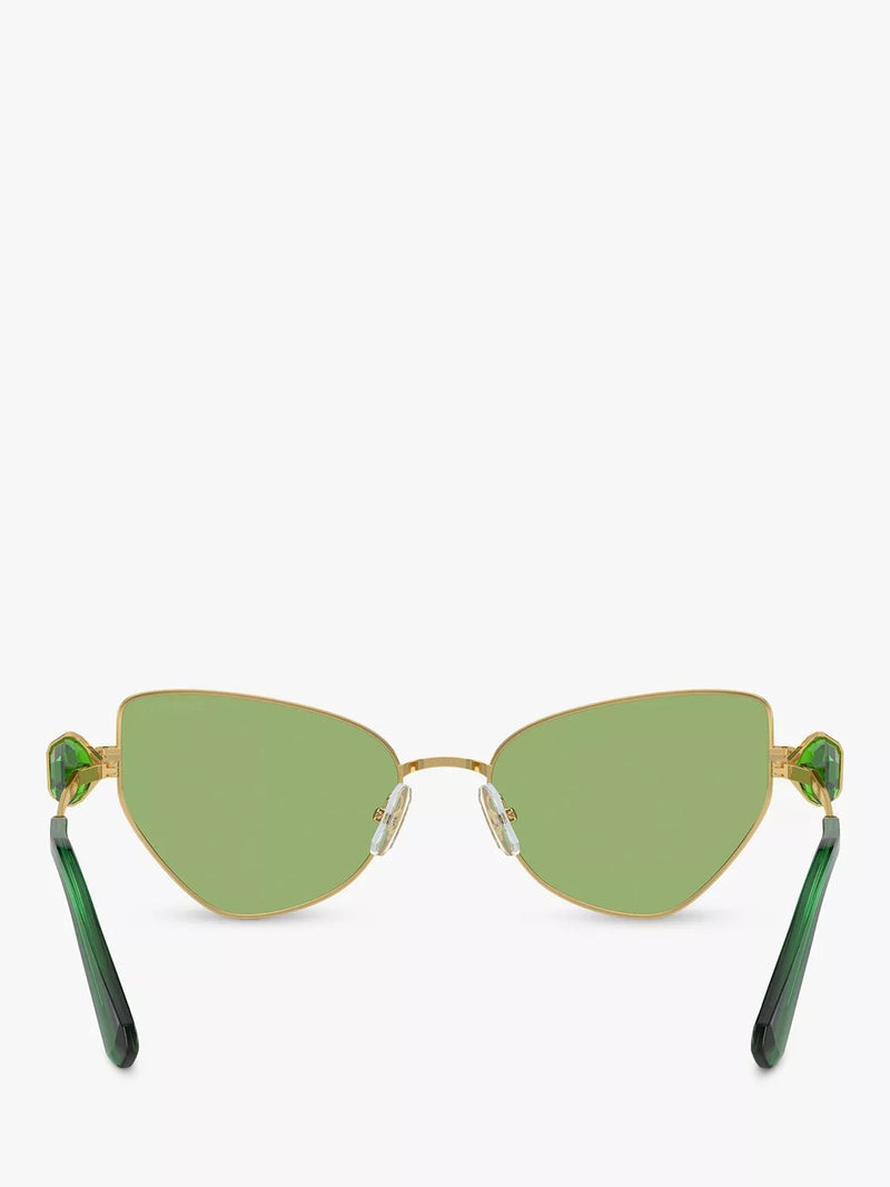 Swarovski irregular butterfly sunglasses gold and green, UK version