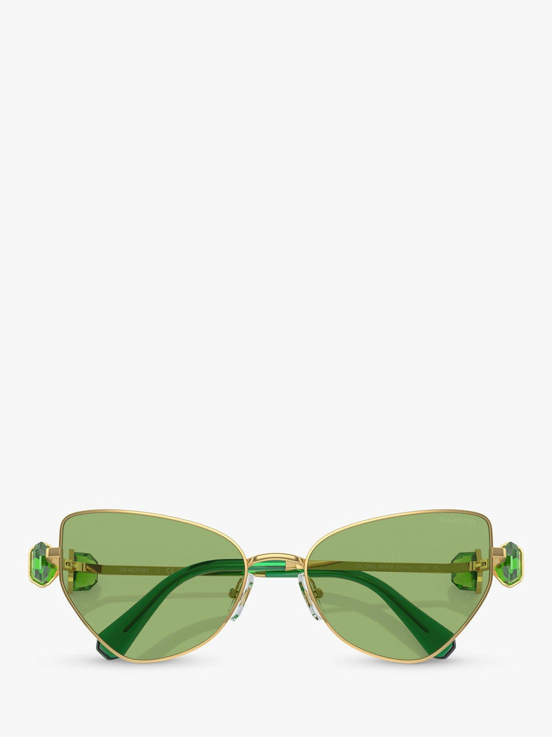 Swarovski irregular butterfly sunglasses gold and green, UK version