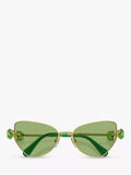 Swarovski irregular butterfly sunglasses gold and green, UK version