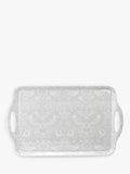 Morris & Co. melamine large handled tray in grey with Strawberry Thief design, imported from the UK