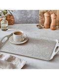 Morris & Co. melamine large handled tray in grey with Strawberry Thief design, imported from the UK