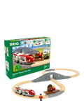 BRIO travel train playset with 22 wooden pieces (British brand)