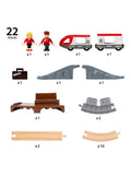BRIO travel train playset with 22 wooden pieces (British brand)