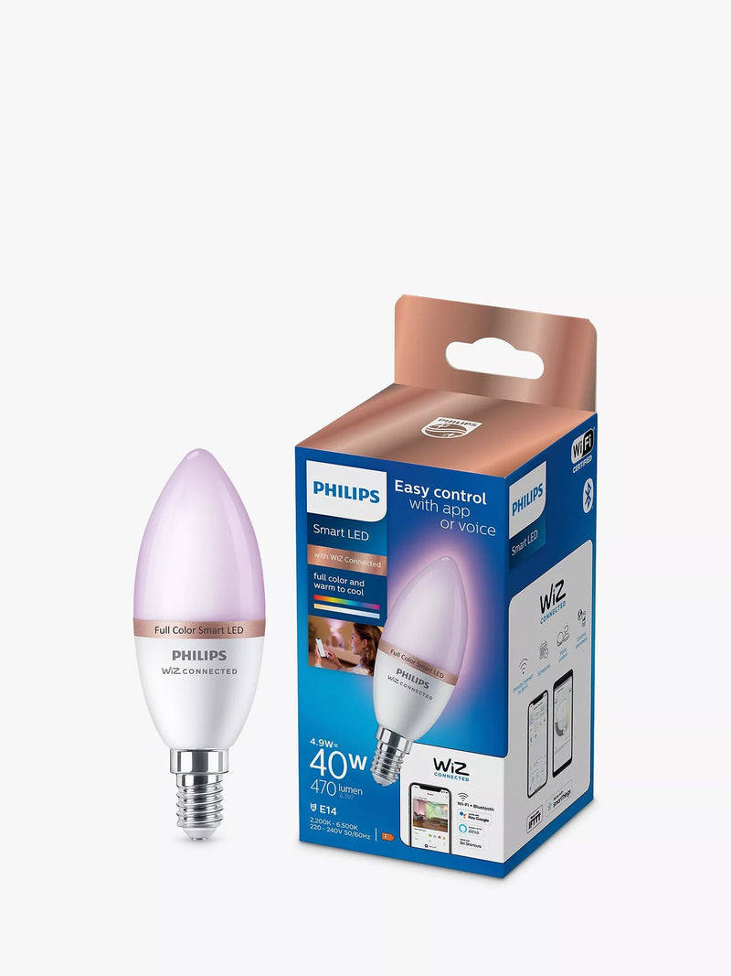 Philips smart LED bulb colour changing E14 candle 4.9W (British brand)