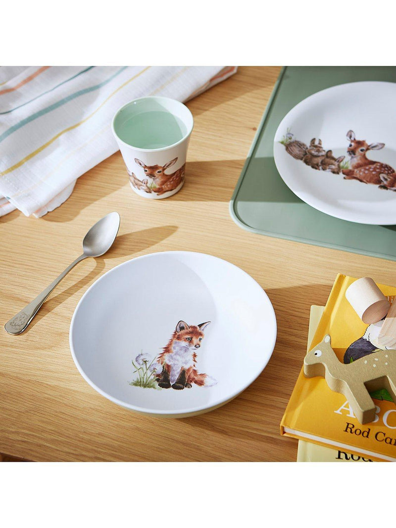 Wrendale Designs Baby Animals melamine plate and bowl set, Brown/Multi, Set of 2 (British brand)