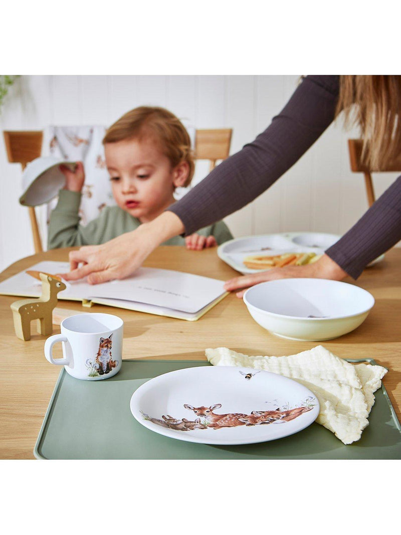 Wrendale Designs Baby Animals melamine plate and bowl set, Brown/Multi, Set of 2 (British brand)