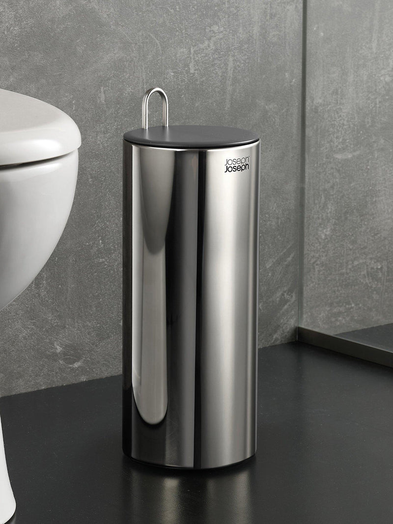 Joseph Joseph concealed toilet roll holder in stainless steel, UK version
