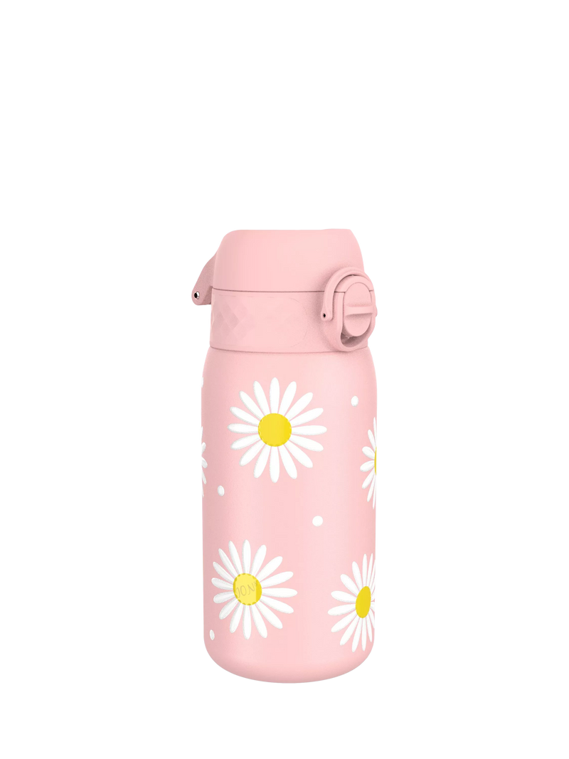 Ion8 Daisy stainless steel water bottle in Rose Quartz, 400ml, UK version