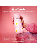 Ion8 Daisy stainless steel water bottle in Rose Quartz, 400ml, UK version