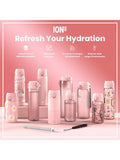 Ion8 Daisy stainless steel water bottle in Rose Quartz, 400ml, UK version