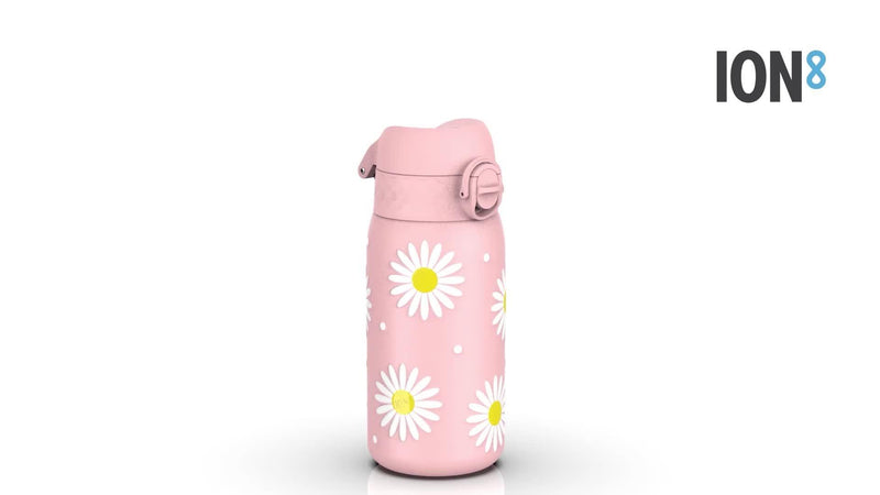 Ion8 Daisy stainless steel water bottle in Rose Quartz, 400ml, UK version
