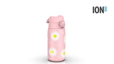 Ion8 Daisy stainless steel water bottle in Rose Quartz, 400ml, UK version