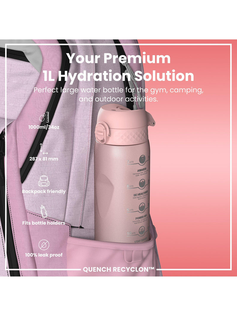 Ion8 Motivation Leak-Proof Recyclon Drinks Bottle 1L, UK version