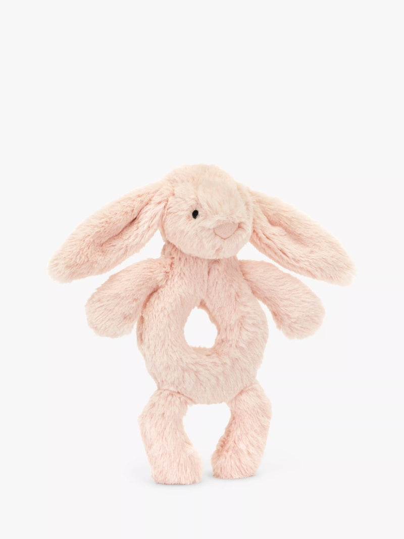 Jellycat Bashful Bunny Ring Rattle Soft Toy, Blush