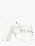 Jellycat bunny soother with white fur blanket - British product