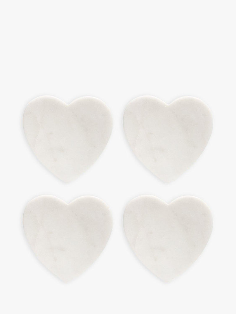 Culinary Concepts white marble heart coaster set of 4 - British product