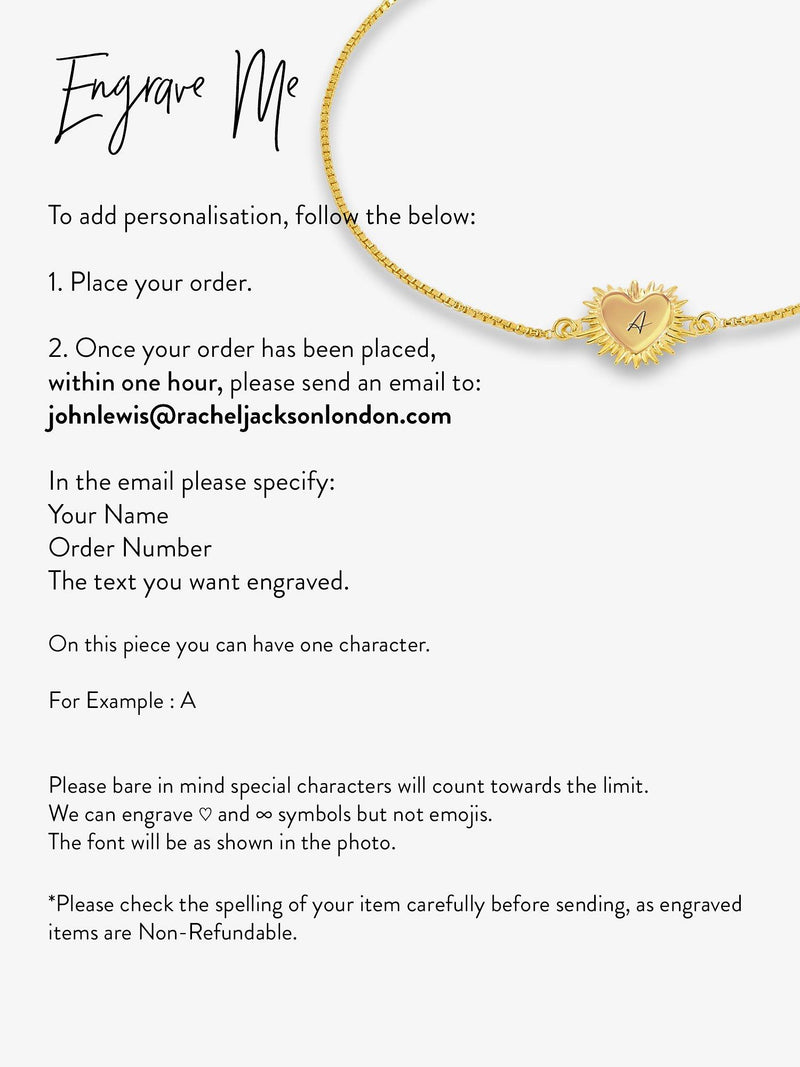 Rachel Jackson London gold plated heart bracelet with garnet (British brand)