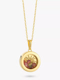 Rachel Jackson London Personalised Small Deco Sun Birthstone Amulet Necklace Gold