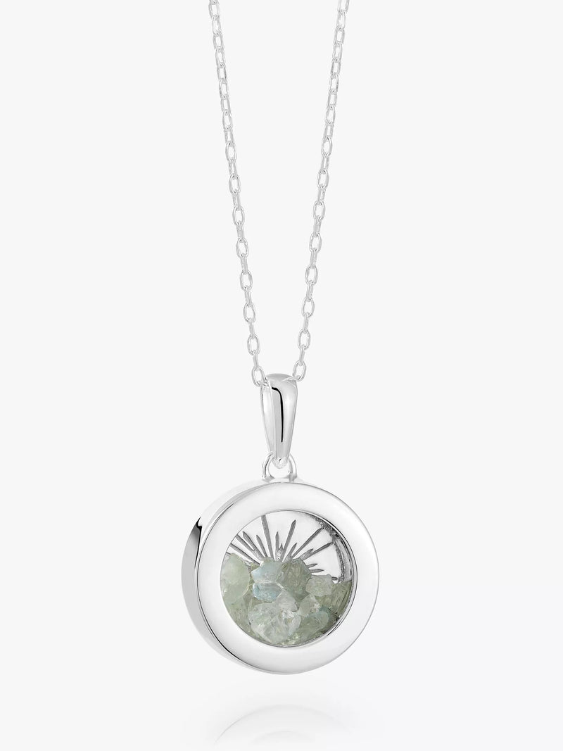 Rachel Jackson London Personalisierbares kleines Deko-Sonnen-Geburtsstein-Amulett-Halskette, Silber