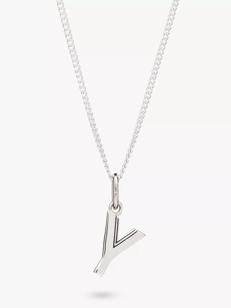 Rachel Jackson London Initial Necklace Silver Pendant Necklace 46cm