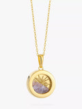 Rachel Jackson London Personalised Small Deco Sun Birthstone Amulet Necklace Gold