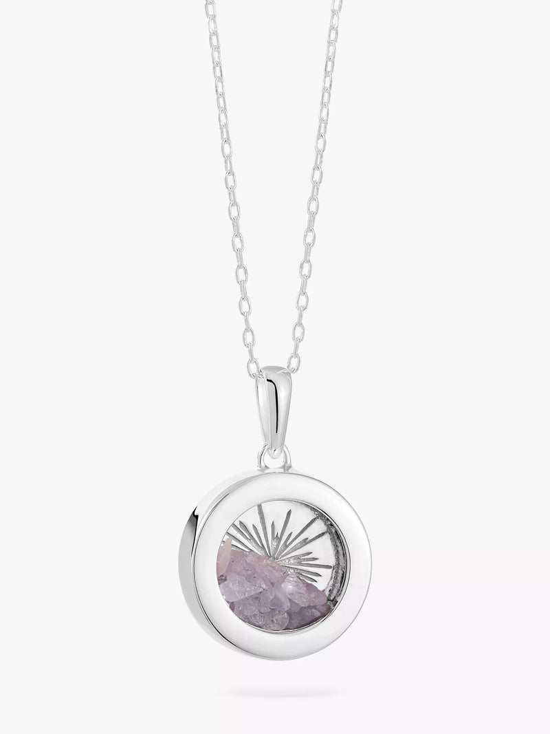 Rachel Jackson London Personalisierbares kleines Deko-Sonnen-Geburtsstein-Amulett-Halskette, Silber